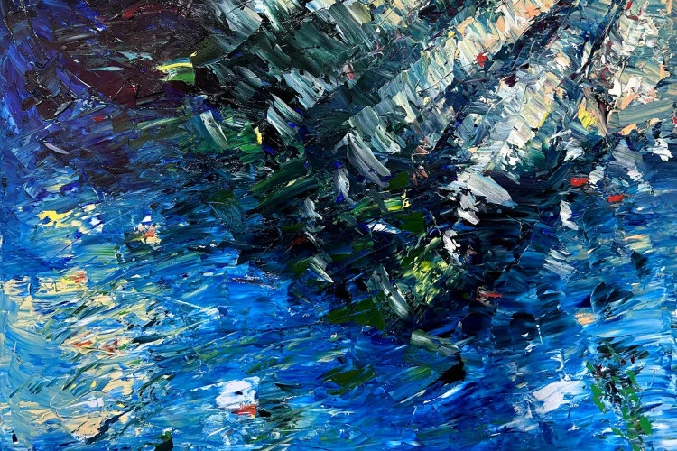 What Is Reflected - Huile sur toile, 130 × 97 cm, 2026 - © David C. Giles 