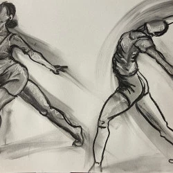 "corps en mouvement" - Fusain sur papier (42x29,7cm)