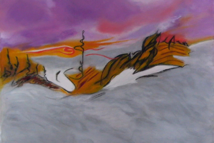 Année du tigre, première neige - huile sur lin, 110x110 cm, 2011 - Joan Cullen 
