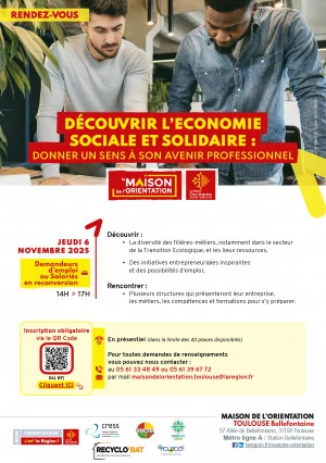 Affiche Découvrir l'économie sociale et solidaire : Donner un sens à son avenir professionnel