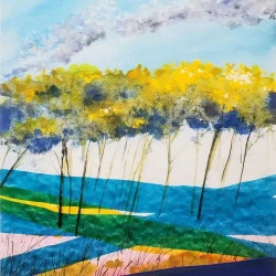 Sous les pins - techniques mixtes 30x40 - DK 