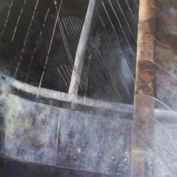Le vaisseau fantôme - Glacis à l'huile, pigments sur bois, 111 x 122 cm, 2020 - Jaumaud Anne-Marie 