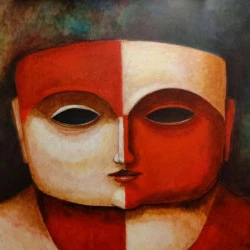 Masque - Acrylique sur médium 101x90 cm - C . Cambe 