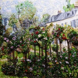 Le jardin de roses - Tableau en mosaïque - Verre à vitrail - 80 x 60 - Minuzzi 