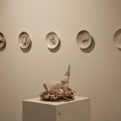 Métamorphoses, dialogue avec Paul Dardé, Musée de Lodève 2023 - pièces céramiques, grès, porcelaine - violaine Laveaux 