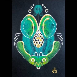Libre comme l'eau - Acrylique, posca et dorures sur papier