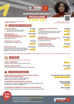 Affiche Programme de la Maison de l'Orientation de Montpellier en Octobre