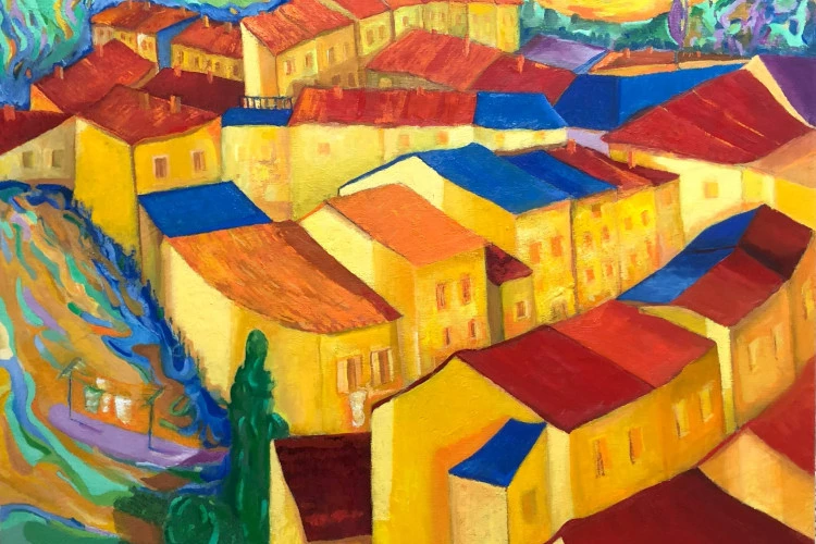 De la cascade à Cessenon - huile sur toile 46x55 - Claude René Tarrit 