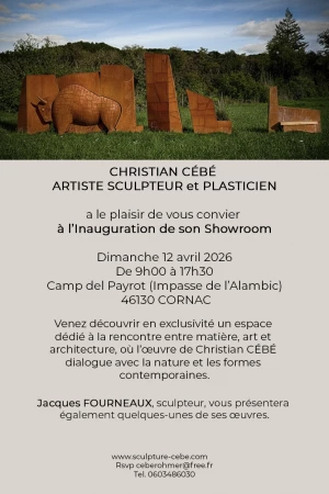 Affiche Exposition "Tous au showroom" par Christian CEBE artiste sculpteur
