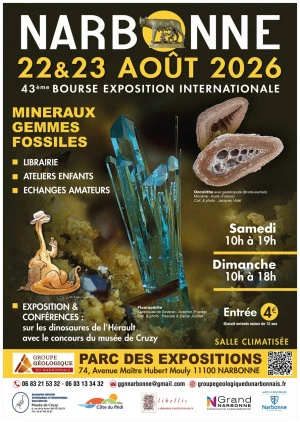 Affiche bourse aux minéraux et fossiles de Narbonne 2026