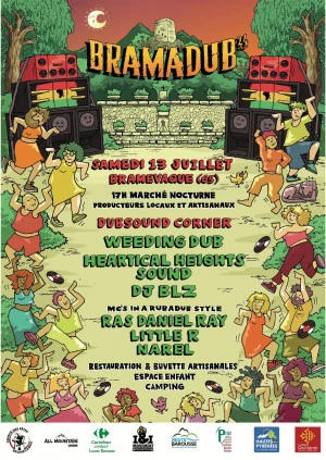 Affiche BRAM'A'DUB 24 : marché nocturne et soirée sound system 