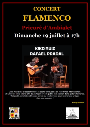 Affiche Concert flamenco Prieuré d'Ambialet 19 juillet 2026 17h - Kiko Ruiz et Rafaël Pradal