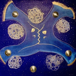 Or bleu - Tôles et laque dorée / 3D - 60x60cm