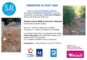 Affiche Nettoyage du Parc de la Pinède au dessus des berges de la Mosson à Montpellier