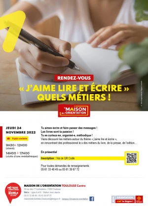 Affiche "J'aime lire et écrire" Quels métiers ? (Public scolaire)