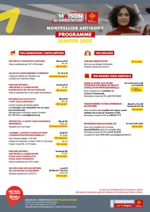 Affiche Programme Maison de l'Orientation de Montpellier - Janvier 2022