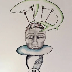 Regarde ! La mer monte ! - Dessin, technique mixte, 80cm x 120 cm. - Sarah Thiriet 