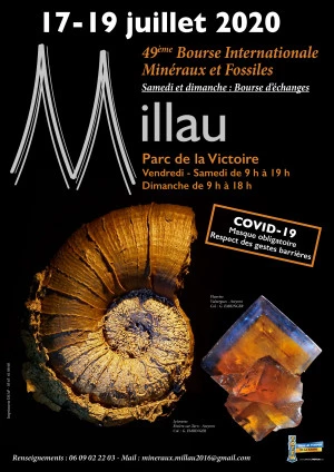 Affiche Bourse Minéraux Fossiles Millau 2020