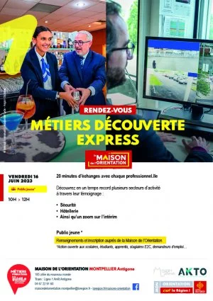 Affiche Métiers découverte express - Sécurité - Hôtellerie - Zoom sur l'intérim 