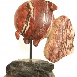 L'Optimiste en Rose - Marbre de Hautacam 40cm ht meuleuse