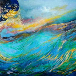 Onde du soir - Hommage à Hokusai - 210/190 cm Acrylique sur toile - Gabriella Moussette 