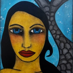 La Belle Mézoize - huiles et pigments sur papier japonais marouflé sur toile 80X100cm - Jolan Touzet 