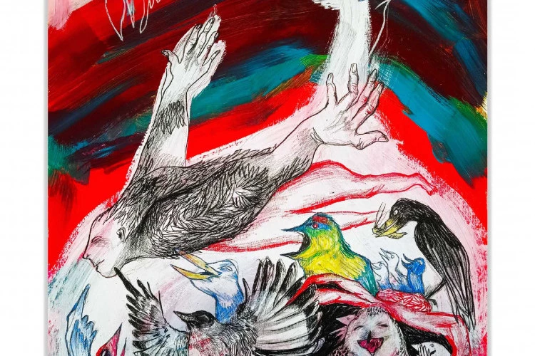 LES OISEAUX MOQUEURS - 70 X 100 CM, techniques mixtes, 2022