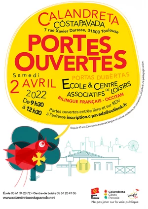 Affiche Portes ouvertes de l'école Calandreta Costa Pavada