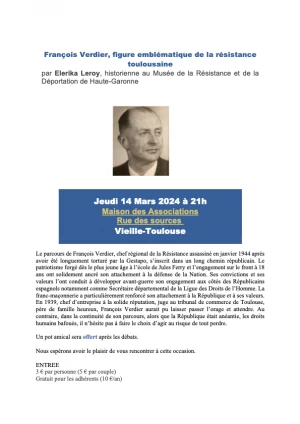 Affiche François Verdier, figure emblématique de la résistance toulousaine
