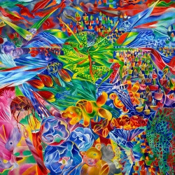 La punaise ou hommage au victimes des attentats - huile sur toile, 150 x 200 cm, 2018 - Elke Daemmrich 