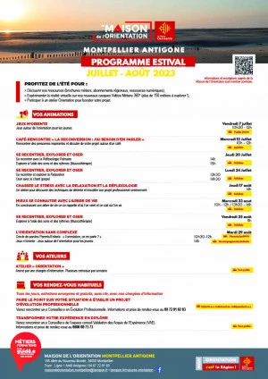 Affiche Programme Estival Juillet-Août 2023 - Jeux m'oriente