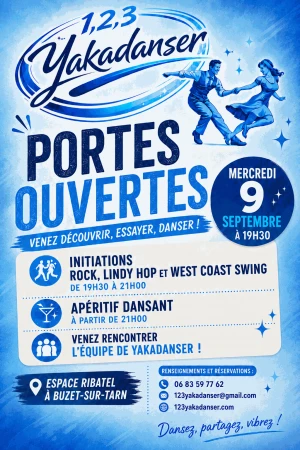 Affiche Portes ouvertes association Yakadanser | Buzet-sur-Tarn