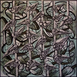 Bestiaire - techniques mixtes sur toile, 80x80 - 700€ 