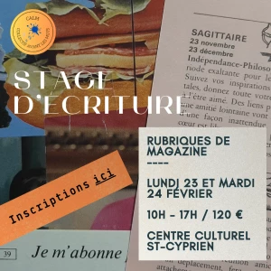 Affiche Stage d'écriture