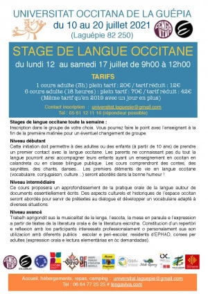Affiche Stage de langue occitane