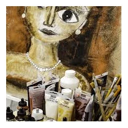 Vue d'atelier - période de pratique picturale, 2022 - Christelle Richard-Dauphinot 