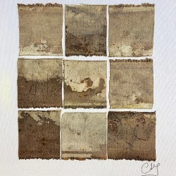 Au loin. 2 - Textiles peints (acrylique) marouflés sur toile. 40x40 - Catherine Stoll-Simon 