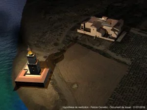 Hypothèse de restitution de la tour-phare découverte à Gruissan