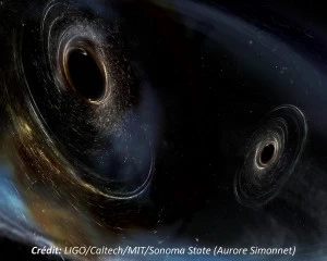 Affiche Les ondes gravitationnelles : les nouveaux messages venus de l'espace. Par Brahim LAMINE. Maître de conférences (Université Paul Sabatier)