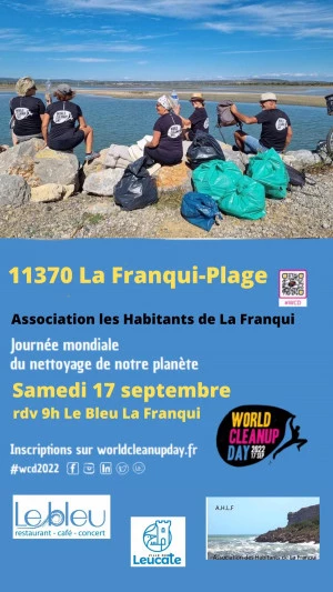 Affiche World Clean Up Day nettoyage plage La Franqui