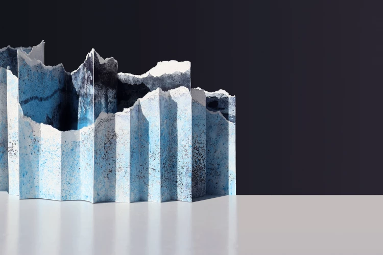 La mer - Leporello - Pigments et eau sur papier marouflé, calque