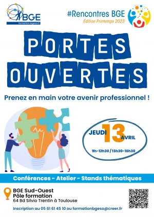 Affiche Journée Portes Ouvertes - Pôle formation BGE Sud-Ouest