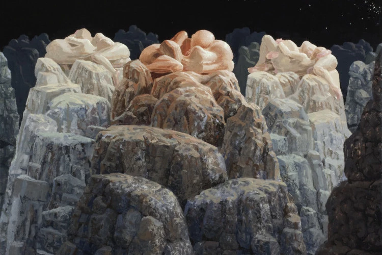 Les amours chtoniennes VII ( Série « Les éréthismes orogéniques » ) - Huile sur toile | 89 x 146 cm - ©Loïc Bonnefont 