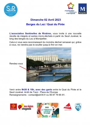 Affiche Récolte de mégots et micro-déchets le long du Lez à Montpellier
