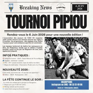 Affiche Tournoi de rugby à 5 PIPIOU ( Hommage à Jean Dupuy)