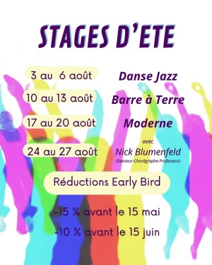 Affiche Les stages de danse d'été en août avec Nick Blumenfeld