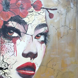 KYOKU - ACRYLIQUE SUR TOILE DE 100X70 SERIE FEMMES DU MONDE - NKAS 