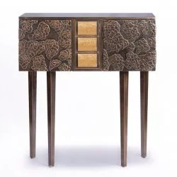 Mobilier d'art en bois et métal ciselé - Réalisée par l'artiste Frédérique Domergue de Lunel - Gérald KAPSKI - Art & Studio 
