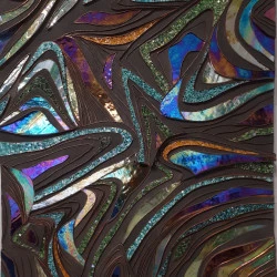 Jatiluwih - Tableau en mosaïque - verre à vitrail - cuivre - 50 x 60 - Minuzzi 