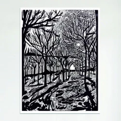 Les noyers - Xylogravure - Lucile Moreau 
